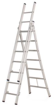 DAS atlas ladder 2x10 treden gebogen h=2.80-4.75m ano