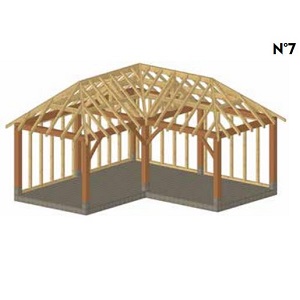model 7 t1 annexe L toit 3 pans chêne 6.0x6.0m h=2.2m 40°