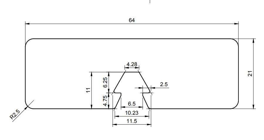 planch.n°23 x-clip recht afrormosia 20x64mm (14.70lm/m²)