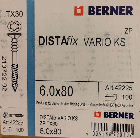 afstandschroef distafix vario TX30 6x80 verzinkt (100st/ds)