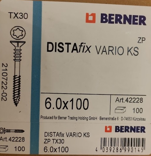 afstandschroef distafix vario TX30 6x100 verzinkt (100st/ds)
