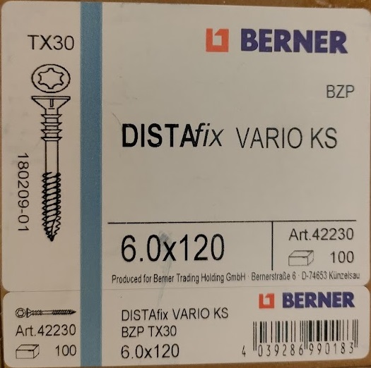 afstandschroef distafix vario TX30 6x120 verzinkt (100st/ds)