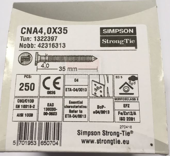 simpson nagels cna 4.0x35 (250st/ds)