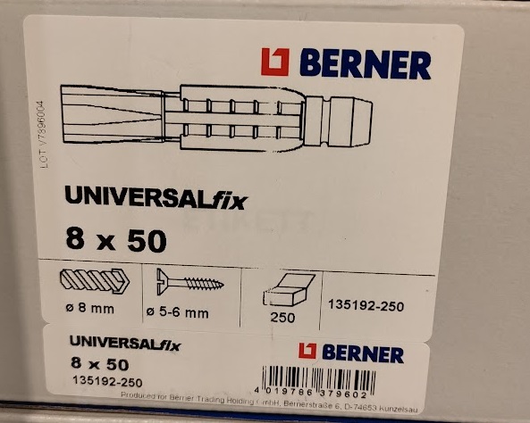 cheville universelle universalfix 8x50 (250pc/bt)